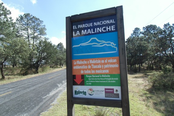 Hinweisschild am Eingang zum Nationalpark La Malinche