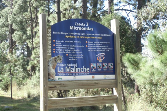 eine Hinweistafel im La Malinche Nationalpark